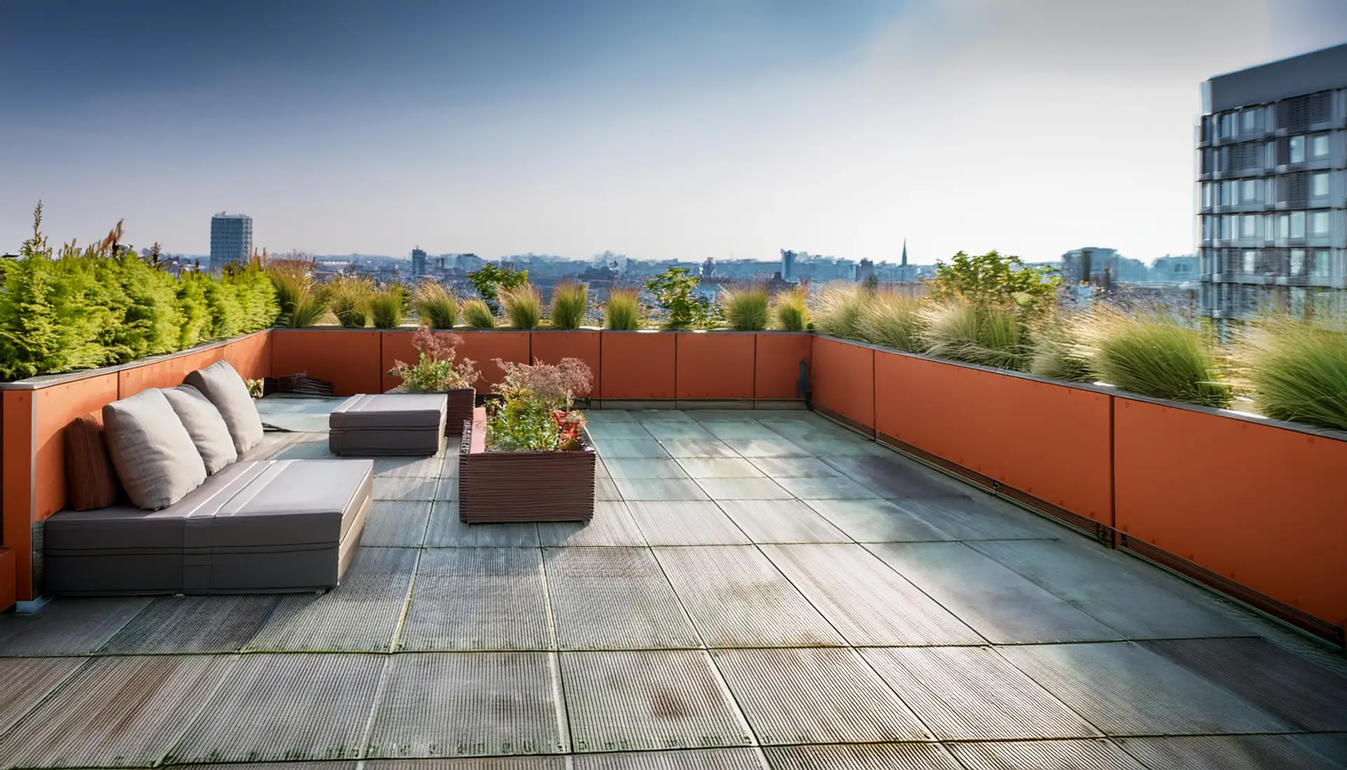 Carrelage sur plots sur rooftop